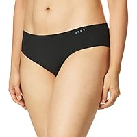 DKNY Women's Litewear Cut Anywhere Hipster Panty Underwear, Black/Graphite, Large
