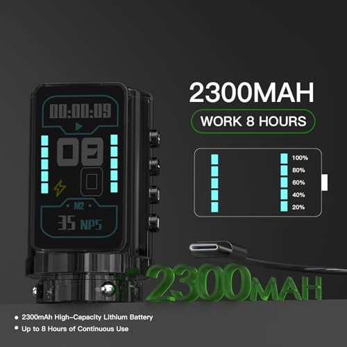 Wormhole Tattoo Gun for Artists Aluminum Alloy 7 Adjustable Stroke Wireless Tattoo Machine 2PCS 2300mAh Battery Cordless Tattoo Pen Rotary Powerful Motor Lightweight Portable Precision Black - Thumbnail 6