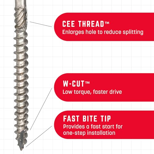 Image of GRK Fasteners RSS 305 Stainless Steel 5 /16 x 3-1 /8 Inch, Structural Outdoor Screws, 500 PCS, Extreme Corrosion Resistant Climatek Coating, Pool & Decking Screws, Coastal Structure Applications, Fast