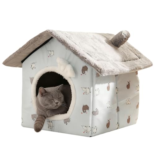 Cat Cave Bed - Enclosed Warm Pet Nest, Soft with Anti Slip Bottom, Breathable Plush Cat Bed for Indoor Home Bedroom Living Room 