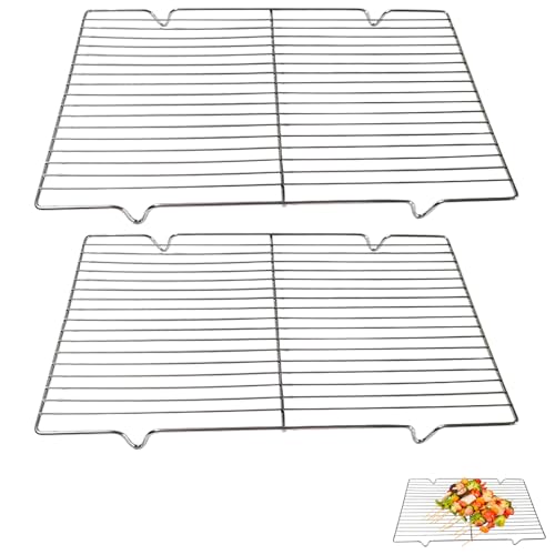 Maslasee 2Pcs Stainless Steel​​ ​​Cooling Racks​​ for Baking, ​​Oven Baking Tray​​ Accessory Baking Equipment 30x20cm ​​Wire Grill Rack​​ for ​​Cake Bread Meat