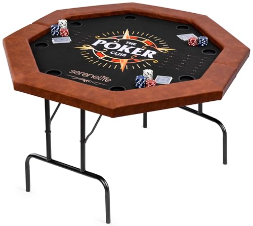 Casino Poker Table Foldable - 8 Players Octagonal Portable Folding Casino Leisure Game Table