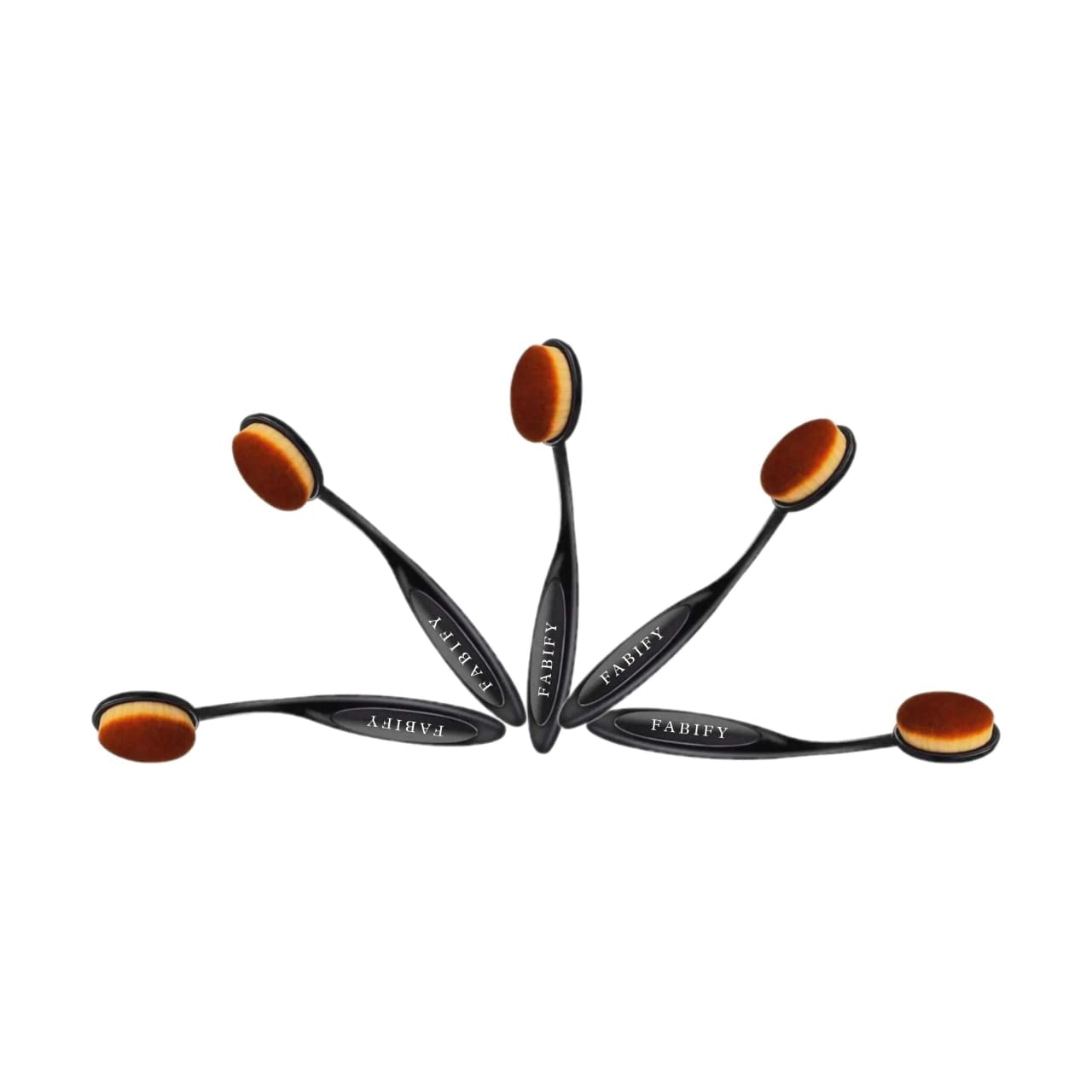 FABify 5‑Piece Oval Makeup Brush Set | Toothbrush‑Style Foundation, Contour, Concealer, Blending & Eyeliner Brushes | Dense Vegan Bristles, Ergonomic Black Handles, Pro‑Level Finish, Travel‑Friendly