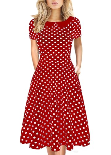 Image of Women's Elegant Vintage Dresses Knee Length Casual Floral Print Work Party Peter Pan Collar A-Line Dress with Pockets 978