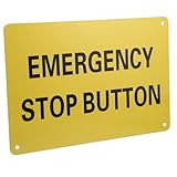 Alipis Cartel de Emergencia para Parada de Maquinaria Señal de Alerta de Aluminio Amarillo con Señalización de Seguridad para Equipos...