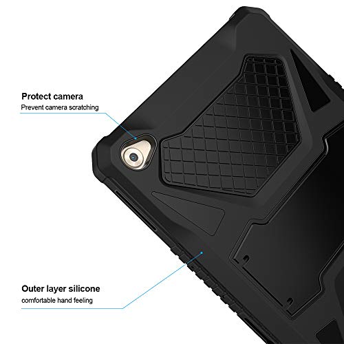 Foluu Compatible With Huawei Mediapad M5 Lite 10 Case, Heavy Duty Silicone+Hard Pc Bumper Full-Body Protective Shockproof Cover With Kickstand For M5 Lite 10 10.1 Inch 2018 (Black) #TOP4