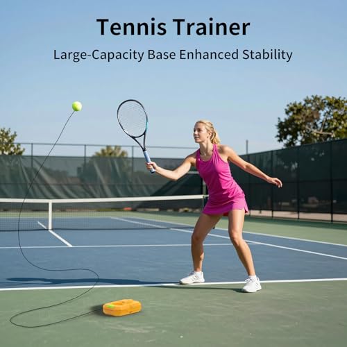 Image of Tennis Trainer Rebound Ball with 3 String Balls, Portable Tennis Training Tool Suitable for Beginners Sport Exercise-Blue