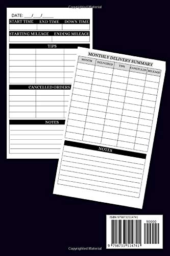 Deliver Driver Log Book: Delivery Driver Journal for Tracking Date, Start Time, End Time, Down Time,