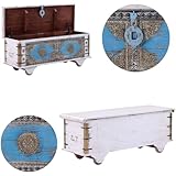 Orientalische Truhe Kiste aus Holz Murali 115cm groß in Weiß | Vintage Sitzbank mit Aufbewahrung für den Flur | Aufbewahrungsbox mit Deckel im Bad | Betttruhe als Kissenbox oder Deko im Schlafzimmer - 4