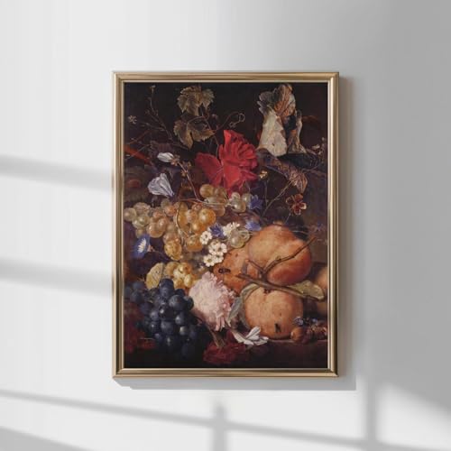 Vintage Still Life Art Framed Fruit Painting Classic Kitchen Wall