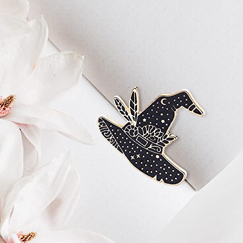 Image of Halloween Hat Brooch Pin Corsage, Sweater Bag Hat Jewelry Accessory Decor for Birthday Party Christmas Gift (Black)