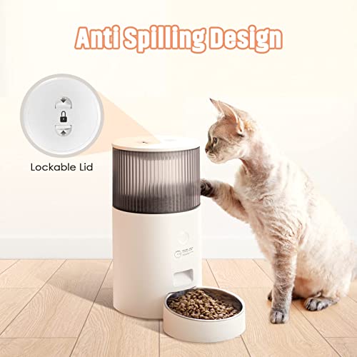 Upgrade Automatic Cat Feeders For Cats And Dogs, 2.4G Wifi Smart Pet Feeder With App Control, 2.5L Pet Dry Food Dispenser With Food Shortage Sensor And Stainless Steel Bowl #TOP6