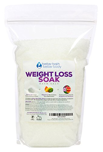 Weight Loss Bath Salt 3-Lbs (48oz) - Epsom Salt Bath Soak With Grapefruit & Geranium Essential Oil & Vitamin C - Helps Promote Weight Loss Naturally - No Perfumes & No Dyes
