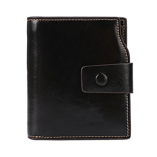 Yafeige RFID Leather Wallet for Women, Small Compact Tri-fold Pocket Wallet Ladies Card Holder Wallet Mini Short Purse(Black)