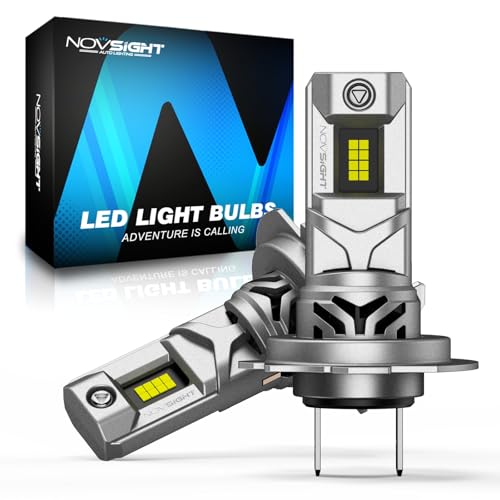 NOVSIGHT H7 LED Headlight Bulb - 70W 16000LM White 6500K Headlight Bulb Canbus Error Free, 600% Brighter Conversion Kit 1:1 Size, Plug and Play IP68 Waterproof, Pack of 2