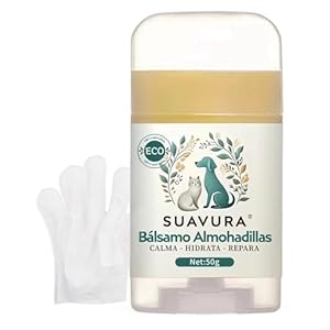 SUAVURA bálsamo Stick Patas y Nariz Mascota, Crema Almohadillas Gato y Perro, hidrata y Protege, nutri Paw Balm | Bálsamo Natural y orgánico | Cuidado Diario Perros y Gatos | Guantes de Regalo.