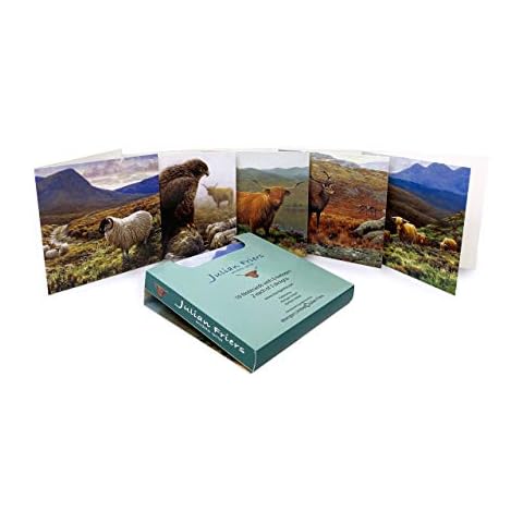 Pack of 10 Highland Animal Greeting Cards with envelopes - All Occasion Blank Cards - Thank You Card, Birthday Card, Sympathy Card - Wildlife Notelets by Artist Julian Friers Cover