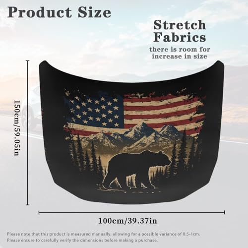 Image of Car Hood Cover Protector,Bear Print Comfortable Breathable Print Stylish Hood Covers for Cars,Decoration Universal Car Accessories