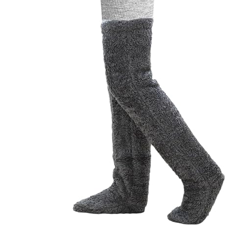 Mtlhbcg Plüsch Pantoffel Strümpfe Pelz Lange Beinwärmer,Lange Beinwärmer Frauen Sock Slippers Kuschelsocken Overknee,Pantoffel Strümpfe,Flauschig Warme Fleece Slipper Socken Winter Zuhause Schlafen