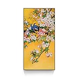 Traditionelle Chinesische Kalligraphie Leinwand Wandkunst Poster Drucke-Vintage Zweig Vogel Chinesische Leinwand Gemälde Druck auf Leinwand-Landschaft Bilder für Wohnzimmer Decor 70x140cm (28x55