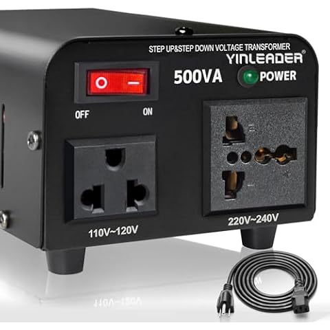 Yinleader 500W Voltage Transformer Power Converter(110V to 220V, 220V to 110V) Step Up/Down Converter 110/120 Volt - 220/240 Volt Cover