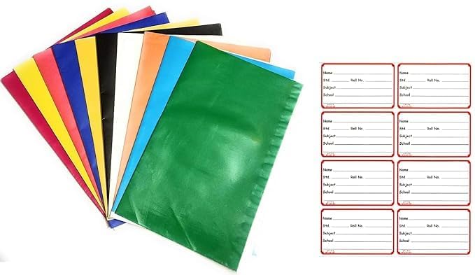 SEJASCOLLECTIONS | Pack of 40 | Laminated Multicolor Notebook/Book Cover for A4 Size, Waterproof & Durable Ready-to-Use Notebook Covers, Long Register, Size 35cm x 48cm, Pack of 40 with Free Name Slip