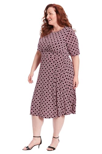 Image of London Times Women's Womens Elbow Sleeve A-line Midi - Pretty Garden Party Dress - Special Occasion Wedding Guest Dress