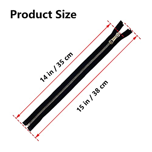 XCSJ Zip 35 cm, Model Zip - Black Metal Zip for Jackets Coat, Suitcase, Bag DIY Sewing Craft - Image 2