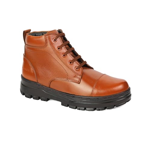 Image of XHUGOY MEDIUM RANGE LACE-UP COMBAT POLICE DMS WARDI BOOT IN BLACK|TAN COLOUR SIZE 3-12 FOR MEN