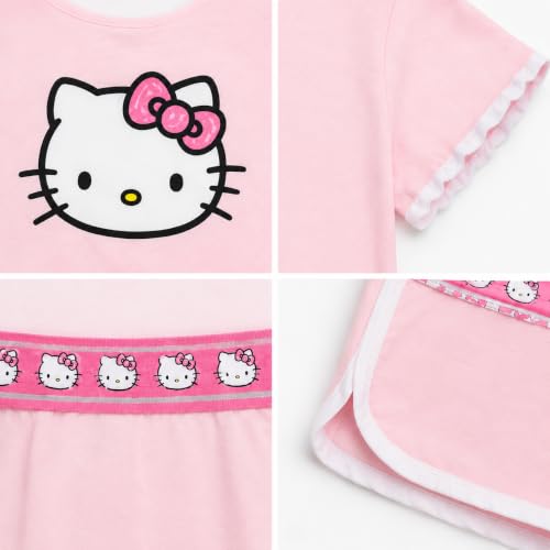 Image of Hello Kitty Girls Short Set - 2 Piece Short Sleeve Graphic Tee and Shorts Clothing Outfits (Sizes: 2T-12)