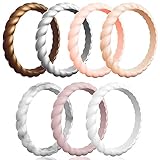 Picture of Egnaro Silicone Wedding Ring for Women,Seamless Thin and Stackble Braided Rubber Wedding Bands Rubber Rings for Women