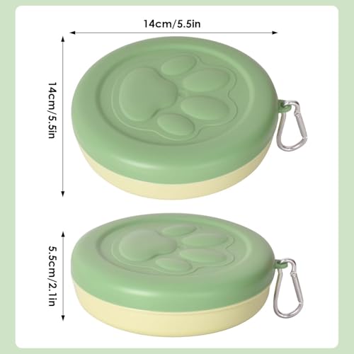 Travel Bowls Dog & Cat, Portable Pet Food & Water Bowl, Plastic Feeding Bowl with Lid and Carabiners, Pet Feeding Watering Dish for Outdoor Camping Hiking, Easy to Carry (380mL) (Green) - Image 4