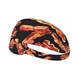 DSSWTP Bacon Printing Workout Headbands Fashion Sports Sweatbands Yoga Hairbands for Fitness Elastic Athletic Non Slip Wicking Headscarf for Men Womens Girls Summer Accessories Elastic Bands