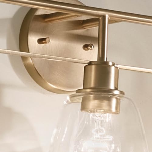Kichler Meller 24.25" 3-Light Bathroom Vanity Light Fixture with Clear Glass Shades in Champagne Bronze for Mirror or Powder Room (24.25" W x 11.25" H x 7" D) 55102CPZ by Kichler - Used condition - Image 7