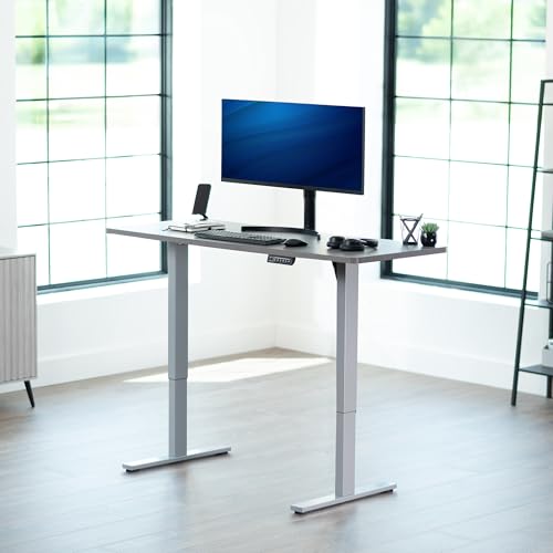 Image of VIVO Electric 60 x 24 in Standing Desk, Memory Height Adjustment, 1B Series, Holds 220 lbs, One-Piece Dark Gray Top, Gray Frame, DESK-KIT-1G6G