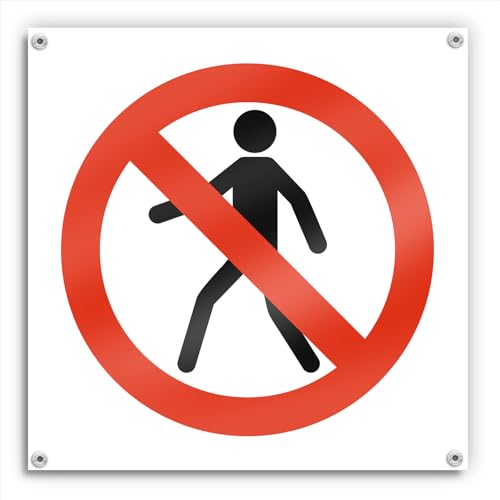 Cartel Prohibido el Paso 42x42 cm Lona Impresa Señal de Advertencia No Pasar Zona de Obras (Peaton)