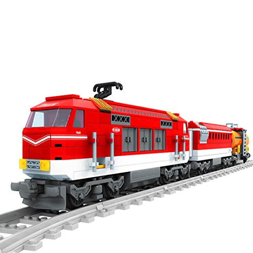 VPPI Technik Zug Eisenbahn Bausatz, City Personenzug Bausteine Modell mit Schienen, 588 Teile City Güterzug…