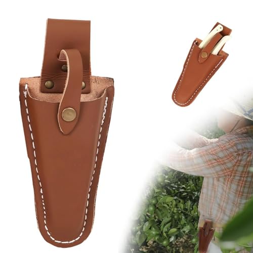 Refoiner 剪定鋏 ケース ハサミケース ガーデニング用品 収納ポーチ 耐摩耗性 軽量 小型 持ち運びが容易 紛失防止 ばさみ収納袋 ハサミ腰袋 ガーデナー向け レザー ブラウンだ
