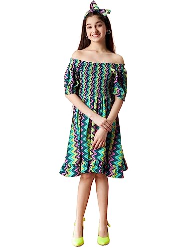 Image of Cherry & Jerry Floral Print Off-Shoulder Crepe A-Line Dress