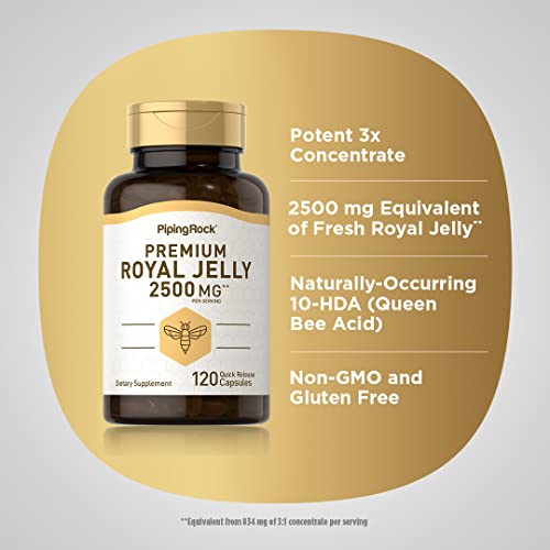 Piping Rock Royal Jelly Capsules 2500 Mg | 120 Count | Non-Gmo, Gluten Free Supplement #TOP2