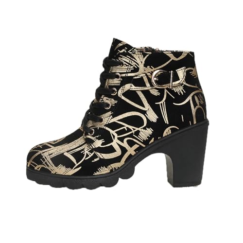 Bottines à talons hauts femme avec bout rond et impression confortable