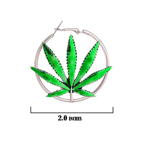 Boderier Hoop Earrings For Women Saint St Patricks Day Green Cannibis Weed/Pot Marijuana Leaf Earrings Fashion Jewelry thumb #2