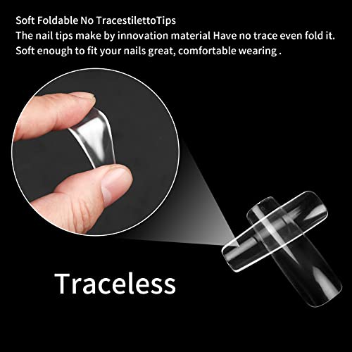 240 Pcs Clear Full Cover Nail Tips, Nail Tips For Acrylic Nails Professional, Coffin Nail Tips Fake Nails, False Ballerina French Acrylic Nail Tips Extension For Salon Manicure Home Diy Nail Art #TOP2