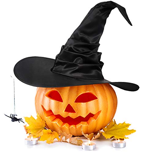 image for SATINIOR 2 Pieces Halloween Witch Hat Costume Large Black Crooked Ruch