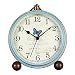 JUSTUP Table Clock, Vintage Non-Ticking Table Desk Alarm Clock Battery Operated with Quartz Movement HD Glass for Bedroom Living Room Kids (Butterfly)