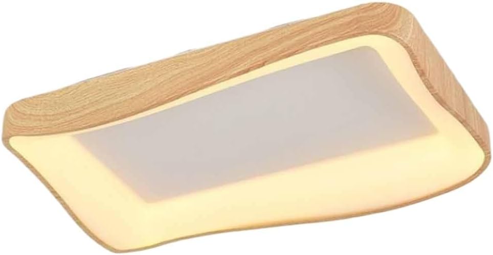 LED Ceiling Lamp Nordic Living Room Ceiling Lights Rectangular Atmospheric Hall Flat Ceiling Lighting (3000K-6000K) Original Wood Grain Color LED Bedroom Study Room Flush Mount Fixture Wood co