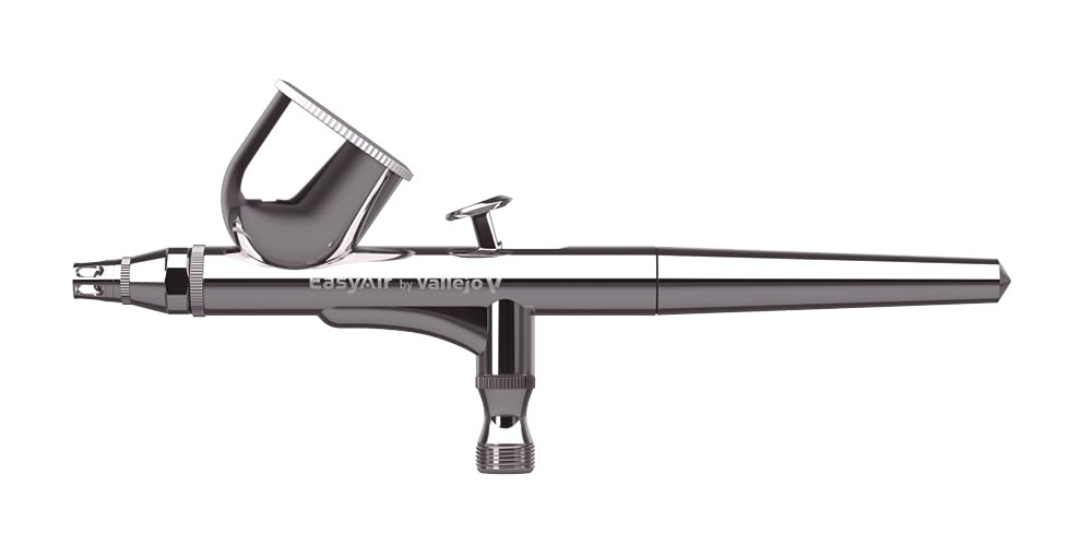 Vallejo Aerografo EasyAir Doppia Azione, ideale per modellismo e aerografia, ugello galleggiante 0,3 mm, tazza 9 ml, connessione rapida, design ergonomico e solido