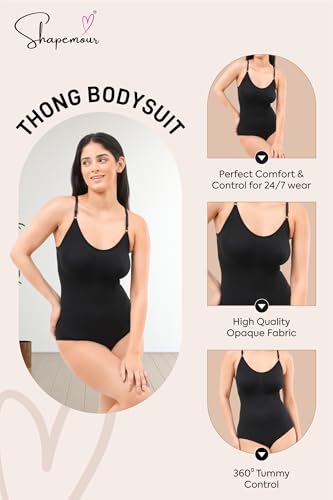 Image of SHAPEMOUR Thong Bodysuit for Women, Slimming Design Shapewear for Women, Tummy Control Body Shaper with Silicone Grip, No Steel Bones for All Day Comfort, Seamless Sculpting Bodyshaper