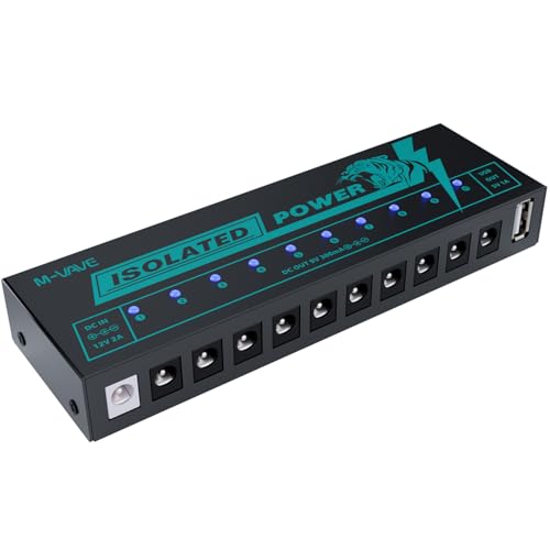 M-VAVE SK2 Guitar Power Supply 11 Isolated DC Output for 9V and USB Output for 5V Effect Pedal, Short Circuit Protection