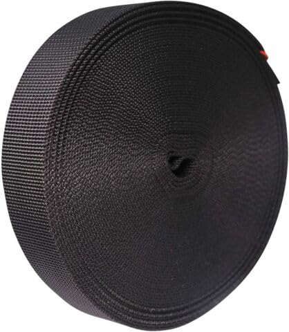 MTP 1.5" Nylon Webbing Heavy Duty Weight Nylon Strap Black Khaki Dark Grey Green, Brown Blue, Heavy Duty (Black, 10 Yards)